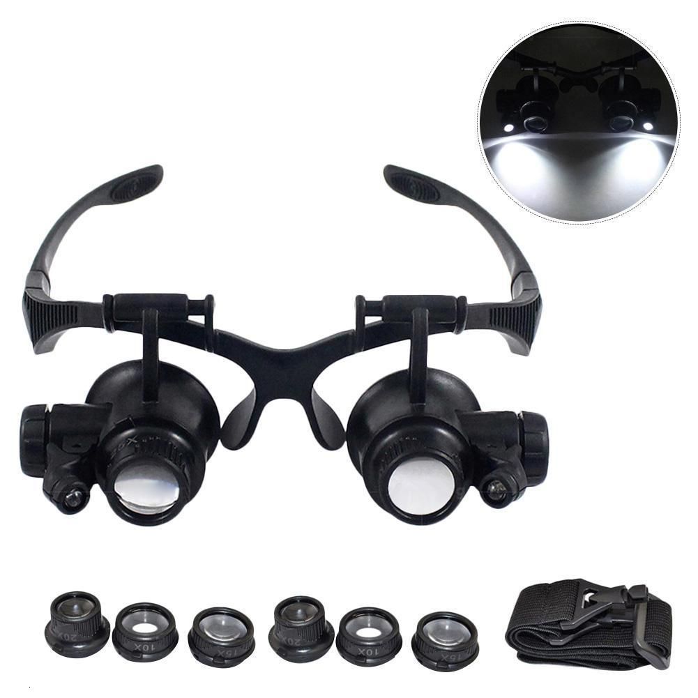 Magnifying Glasses 10X 15X 20X 25X Double Eye Glasses Loupe Head Wearing Magnifying  Glasses Headset With LED Light For Watch Repair Jewelery 230719 From Yao07,  $22.36